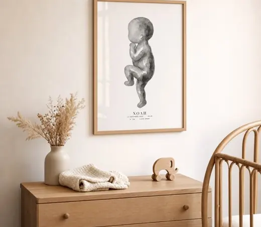 Geburtsposter im Wohnraum — Gestaltungsbeispiel