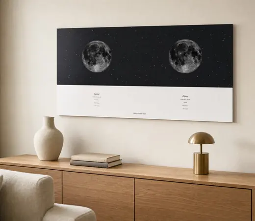 Mondposter im Wohnraum — Gestaltungsbeispiel